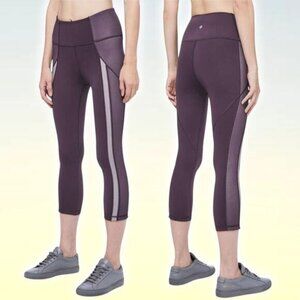 LULULEMON Power Lines Crop 21" Sz 6 Cyber Dark Chrome